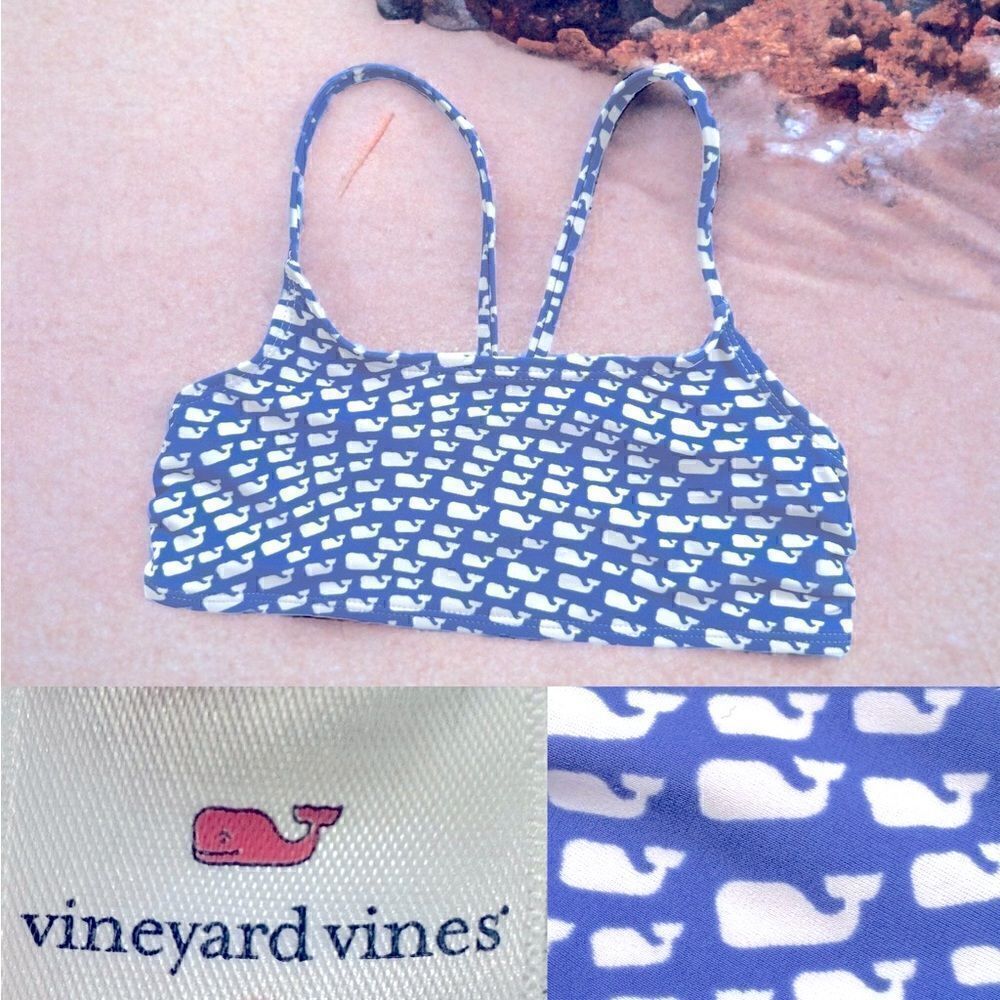Vineyard Vines Whales Girls Swim Top Size S 6/6X